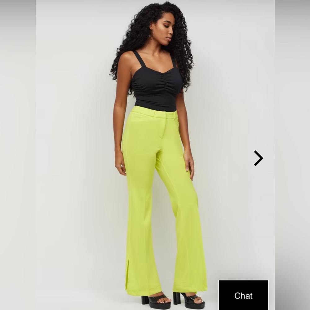 Tall High-Waisted Slit-Hem Flare Neon Pant